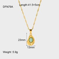 IG Style Geometric 304 Stainless Steel Natural Stone 18K Gold Plated Pendant Necklace In Bulk main image 2