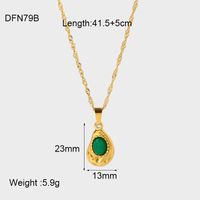IG Style Geometric 304 Stainless Steel Natural Stone 18K Gold Plated Pendant Necklace In Bulk sku image 2