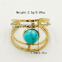 Casual Hawaiian Artistic Geometric Flower 304 Stainless Steel 14K Gold Plated Turquoise Rings In Bulk sku image 3