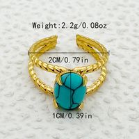 Casual Hawaiian Artistic Geometric Flower 304 Stainless Steel 14K Gold Plated Turquoise Rings In Bulk sku image 4