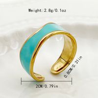 Casual Hawaiian Artistic Geometric Flower 304 Stainless Steel 14K Gold Plated Turquoise Rings In Bulk sku image 1