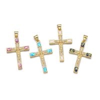 1 Piece 22*33mm Copper Zircon 18K Gold Plated Human Cross Polished Pendant main image 6