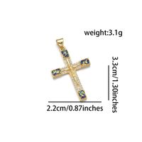 1 Piece 22*33mm Copper Zircon 18K Gold Plated Human Cross Polished Pendant main image 2