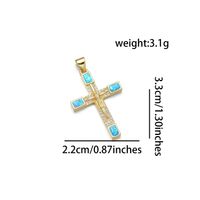 1 Piece 22*33mm Copper Zircon 18K Gold Plated Human Cross Polished Pendant main image 3