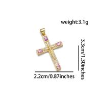 1 Piece 22*33mm Copper Zircon 18K Gold Plated Human Cross Polished Pendant main image 4