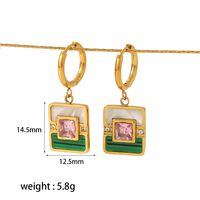 1 Pair Vintage Style French Style Geometric Polishing Plating Inlay 304 Stainless Steel Zircon 18K Gold Plated Drop Earrings main image 3