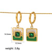 1 Pair Vintage Style French Style Geometric Polishing Plating Inlay 304 Stainless Steel Zircon 18K Gold Plated Drop Earrings main image 2