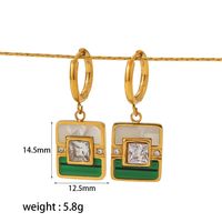 1 Pair Vintage Style French Style Geometric Polishing Plating Inlay 304 Stainless Steel Zircon 18K Gold Plated Drop Earrings main image 4