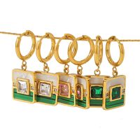 1 Pair Vintage Style French Style Geometric Polishing Plating Inlay 304 Stainless Steel Zircon 18K Gold Plated Drop Earrings main image 6