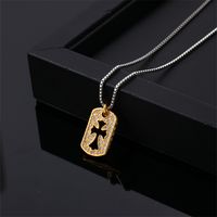 Wholesale Hip-Hop Luxurious Rock Cross 304 Stainless Steel Copper Plating K Gold Plated Pendant Necklace main image 6