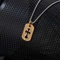 Wholesale Hip-Hop Luxurious Rock Cross 304 Stainless Steel Copper Plating K Gold Plated Pendant Necklace main image 1