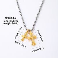 Wholesale Hip-Hop Luxurious Rock Cross 304 Stainless Steel Copper Plating K Gold Plated Pendant Necklace sku image 2