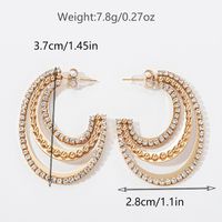Elegant Glam C Shape Plating Inlay 304 Stainless Steel Zircon Gold Plated Ear Studs main image 2