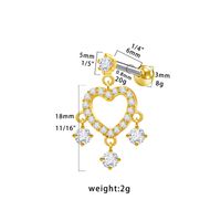 1 Piece Ear Cartilage Rings & Studs Sweet Simple Style Star Moon Heart Shape 316 Stainless Steel  Copper Hollow Out Inlay Rhinestones Glass Zircon Gold Plated Ear Cartilage Rings & Studs sku image 5