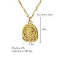 304 Stainless Steel 18K Gold Plated IG Style Vintage Style Plating Inlay Portrait Rhinestones Pendant Necklace main image 2