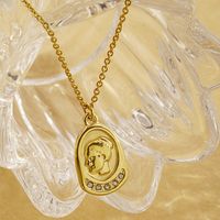 304 Stainless Steel 18K Gold Plated IG Style Vintage Style Plating Inlay Portrait Rhinestones Pendant Necklace main image 1
