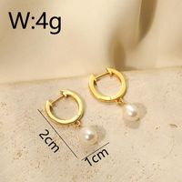 1 Pair Modern Style Simple Style Cross Pearl Plating Inlay Copper Zircon 18K Gold Plated Drop Earrings main image 3