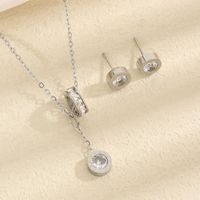 304 Stainless Steel Simple Style Classic Style Inlay Solid Color Artificial Rhinestones Jewelry Set main image 2