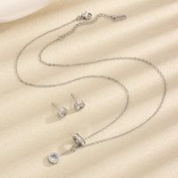 304 Stainless Steel Simple Style Classic Style Inlay Solid Color Artificial Rhinestones Jewelry Set main image 1
