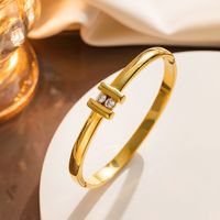 304 Stainless Steel Titanium Steel 18K Gold Plated Basic Modern Style Classic Style Plating Solid Color Bangle main image 4