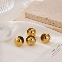 1 Pair Casual Vintage Style Simple Style Round Plating Inlay 304 Stainless Steel Zircon White Gold Plated Gold Plated Ear Studs main image 3