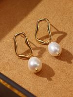1 Pair Simple Style Classic Style Solid Color Freshwater Pearl Copper Alloy Drop Earrings main image 3