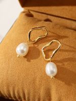 1 Pair Simple Style Classic Style Solid Color Freshwater Pearl Copper Alloy Drop Earrings main image 2