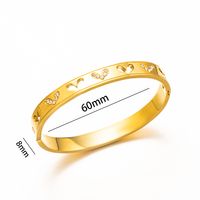 Acero Titanio Chapados en oro de 18k Estilo Moderno Estilo Clásico Embutido Forma De Corazón Circón Brazalete sku image 2