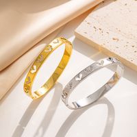 Titanium Steel 18K Gold Plated Modern Style Classic Style Inlay Heart Shape Zircon Bangle main image 6