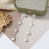 1 Pair Simple Style Classic Style Solid Color Freshwater Pearl Copper Alloy Drop Earrings main image 5