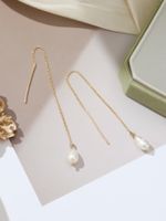 1 Pair Simple Style Classic Style Solid Color Freshwater Pearl Copper Alloy Drop Earrings main image 9