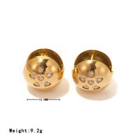 1 Pair Casual Vintage Style Simple Style Round Plating Inlay 304 Stainless Steel Zircon White Gold Plated Gold Plated Ear Studs sku image 3