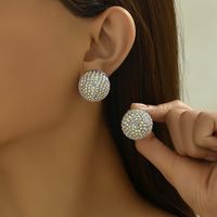 1 Pair Simple Style Classic Style Solid Color Inlay Alloy Rhinestones Ear Studs sku image 1