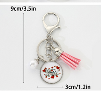 Basic Simple Style Classic Style Round Letter Alloy Glass Tassel Inlay Glass Mother'S Day Bag Pendant Keychain main image 2