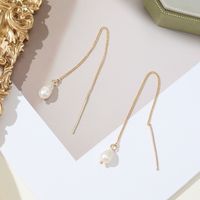 1 Pair Simple Style Classic Style Solid Color Freshwater Pearl Copper Alloy Drop Earrings sku image 1