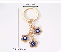 Classic Style Commute Devil's Eye Flower Alloy Inlay Rhinestones Bag Pendant Keychain main image 2