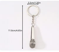 Modern Style Simple Style Guitar Microphone Notes Alloy Plating Bag Pendant Keychain main image 2