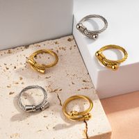 Casual Simple Style Geometric Solid Color 304 Stainless Steel 18K Gold Plated Adjustable Ring In Bulk main image 9