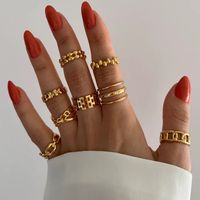 Estilo Simple Estilo Clásico Color Sólido Acero Inoxidable 304 Chapados en oro de 18k Anillos Al Mayoreo sku image 3