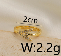 Copper Gold Plated Basic Classic Style Commute Plating Inlay Letter Zircon Open Rings main image 2