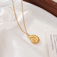 304 Stainless Steel 18K Gold Plated Casual Vacation Classic Style Conch Spiral Stripe Pendant Necklace main image 3