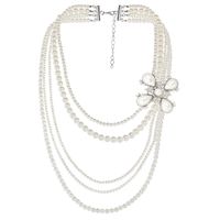 Wholesale Jewelry Casual Elegant Glam Round Imitation Pearl Silver Plated Beaded Plating Layered Necklaces sku image 1