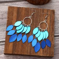 1 Pair Elegant Ethnic Style Color Block Patchwork Pu Leather Drop Earrings main image 1