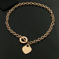 Titanium Steel 18K Gold Plated Simple Style Classic Style Plating Heart Shape Necklace sku image 1