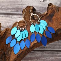 1 Pair Elegant Ethnic Style Color Block Patchwork Pu Leather Drop Earrings main image 2