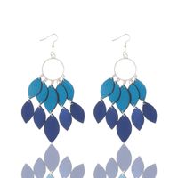 1 Pair Elegant Ethnic Style Color Block Patchwork Pu Leather Drop Earrings main image 3