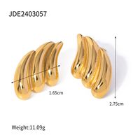 1 Pair Simple Style Classic Style Water Droplets Plating 316 Stainless Steel  18K Gold Plated Ear Studs main image 3