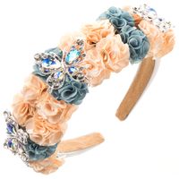 Frau Lässig Elegant Klassischer Stil Blume Schmetterling Legierung Tuch Überzug Inlay Strasssteine Haarband sku image 2
