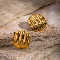 1 Pair Simple Style Classic Style Solid Color Plating 304 Stainless Steel 18K Gold Plated Earrings main image 2