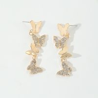1 Pair Simple Style Classic Style Butterfly Inlay Alloy Rhinestones Drop Earrings main image 1